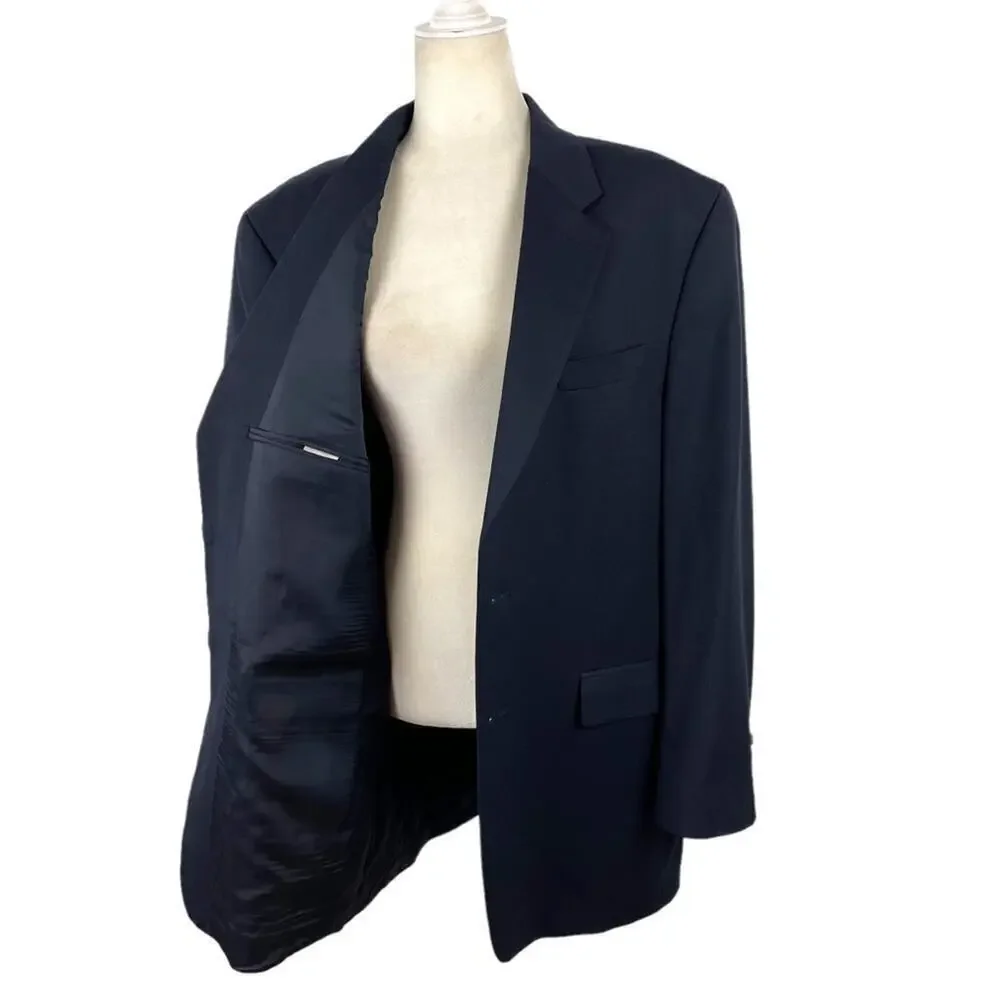 Ralph Lauren Navy Men's 42L Single Breasted Two Button 100% Wool Suit Jacket